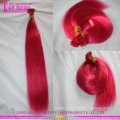 Calidad barato por mayor de color fucsia Europa extensiones del pelo humano de punta plana